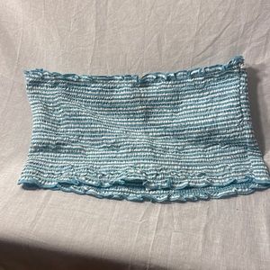 FOREVER‎ 21 Green and white  Ruffle Trim Tube Top - L